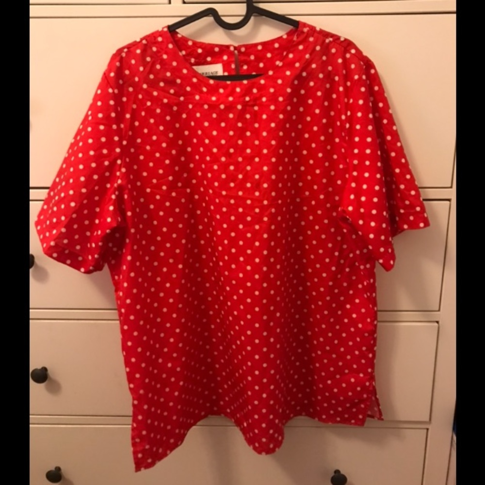 VINTAGE Carriage Court red polka dot top